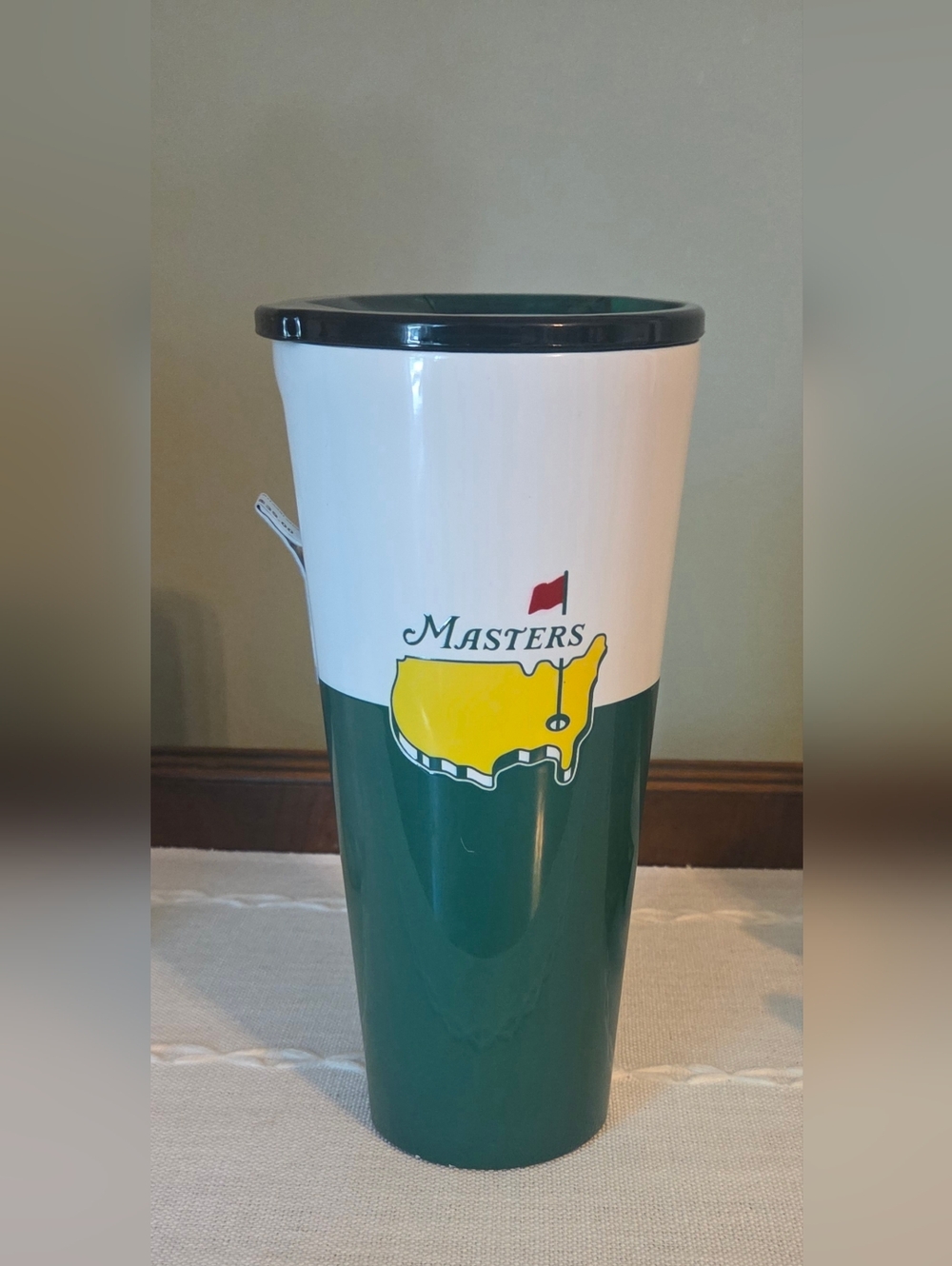 Masters Green White and Yellow Logo Corkcicle Tumbler
